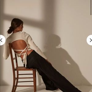 Missguided Re_Styld Cream Rib Tie Back Crop Top